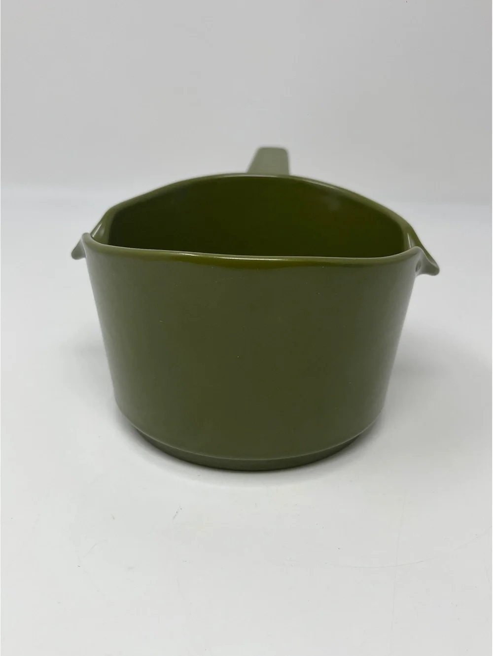Vintage Avocado Green Ceramic Butter Warmer Melting Pot Double Pour Spout MCM